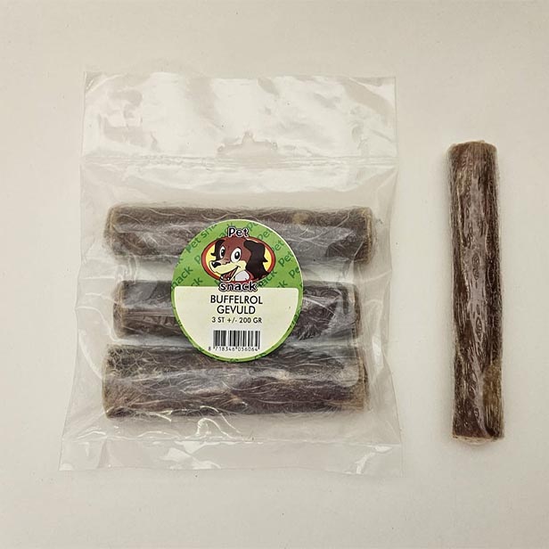 Petsnack Buffelrol Gevuld 200 gram